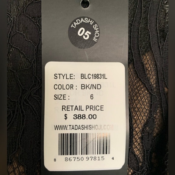 Long Holiday New Years Party Dress  with Slit. Lace bodice & sleeves.Never Worn - Picture 7 of 12